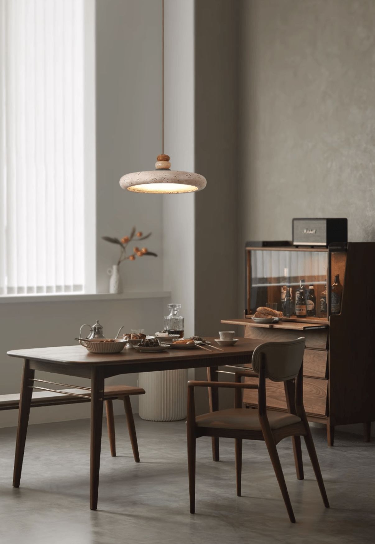 Cuvarora Disc Travertine Pendant Light-Neutral Decor