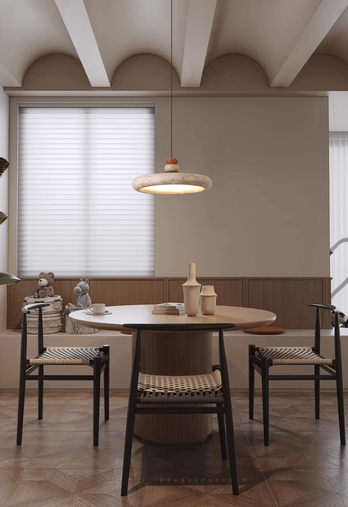 Cuvarora Disc Travertine Pendant Light-Neutral Decor