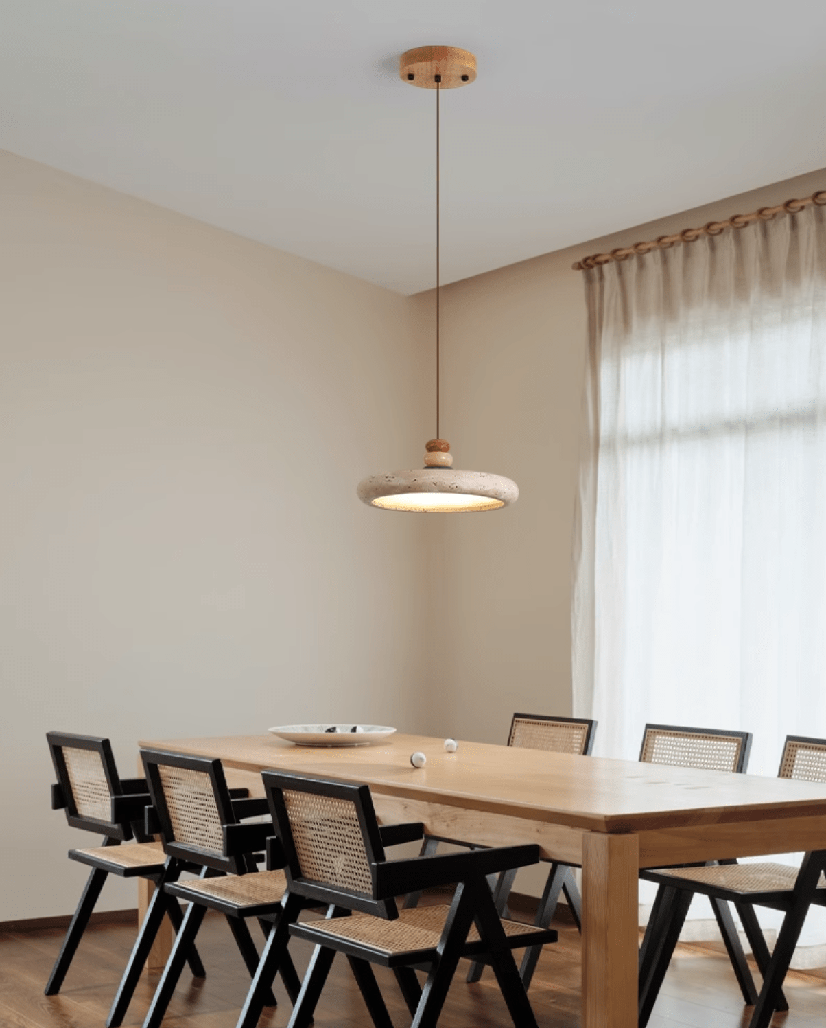 Cuvarora Disc Travertine Pendant Light-Neutral Decor