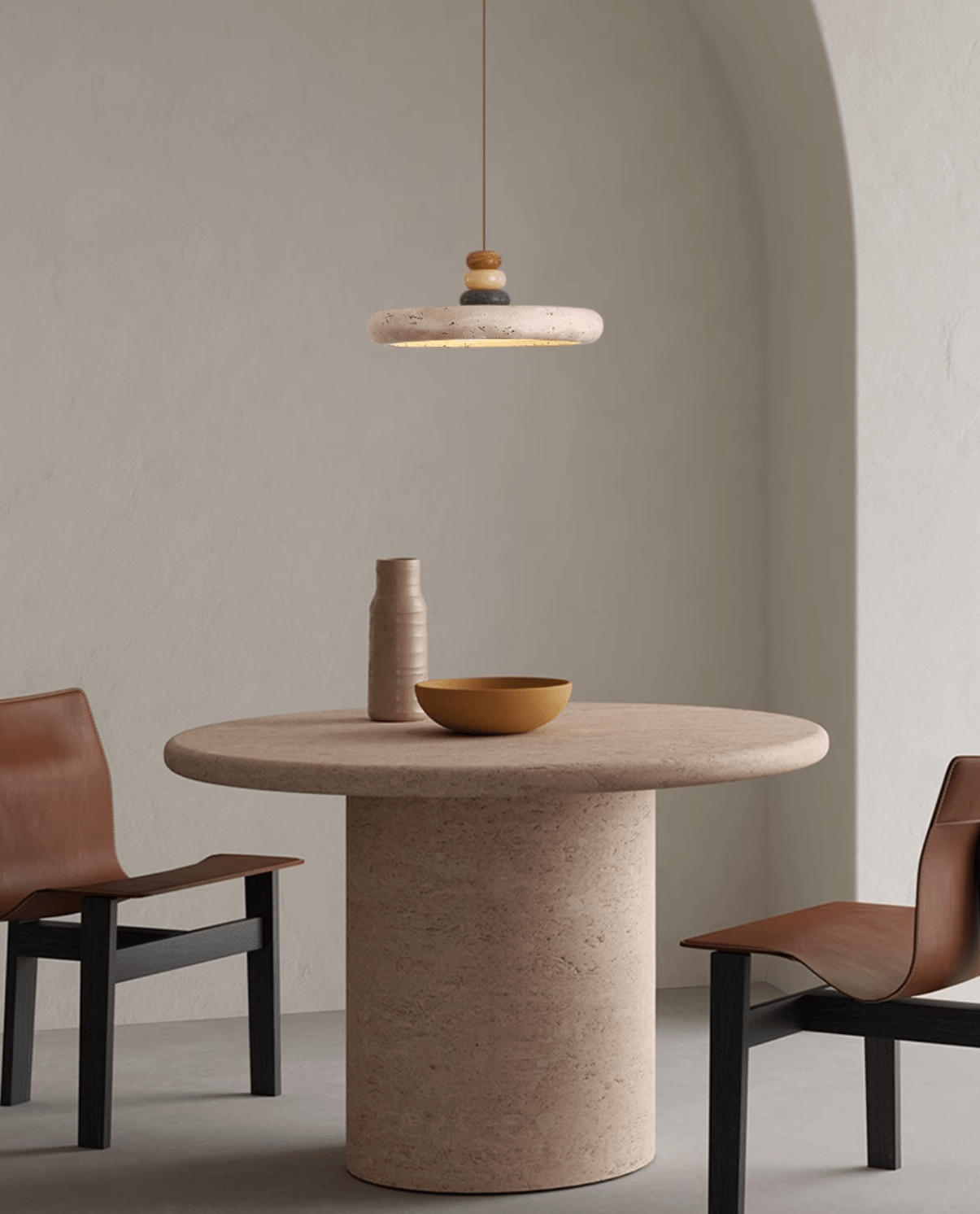 Cuvarora Disc Travertine Pendant Light-Neutral Decor