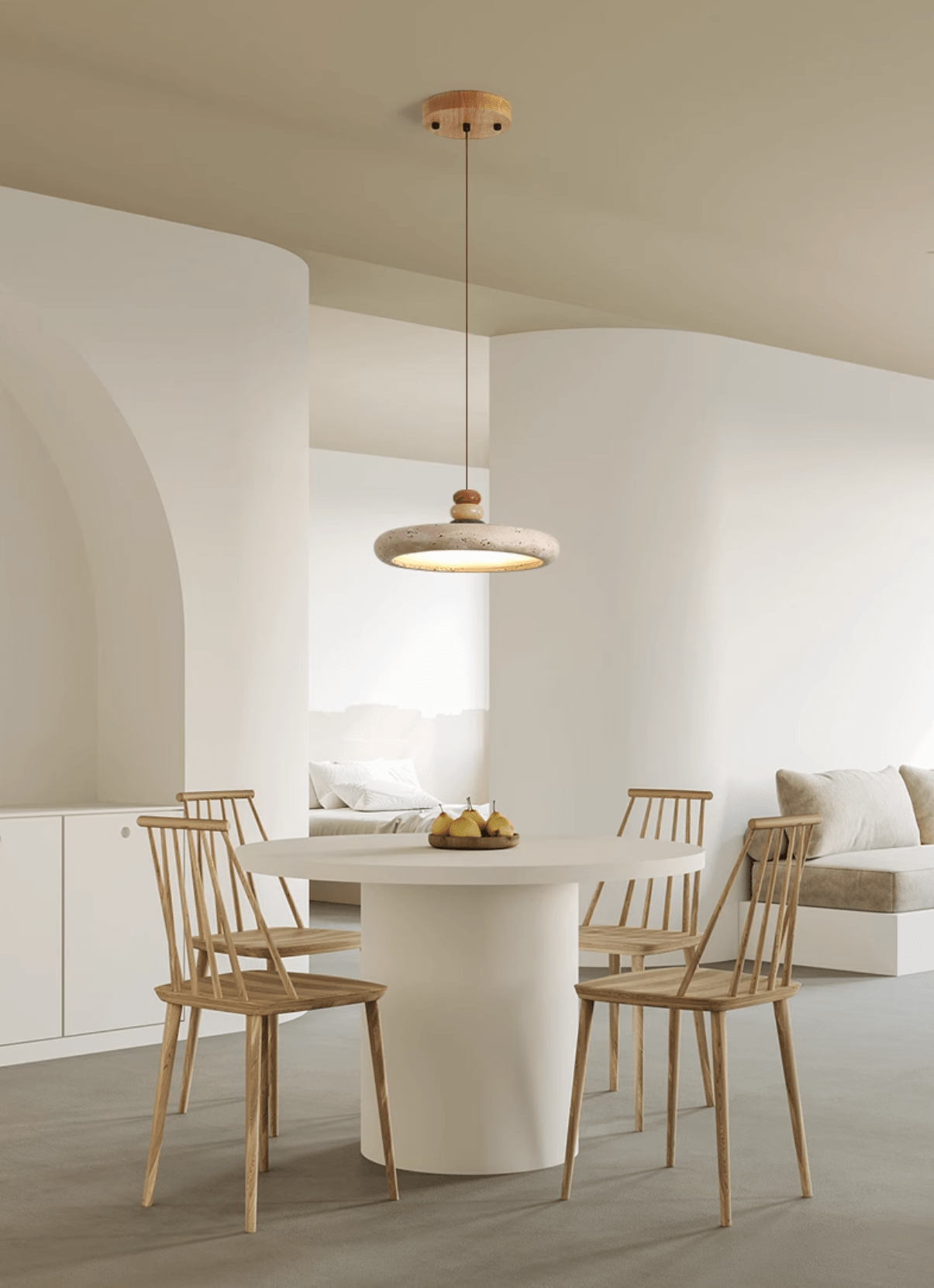 Cuvarora Disc Travertine Pendant Light-Neutral Decor