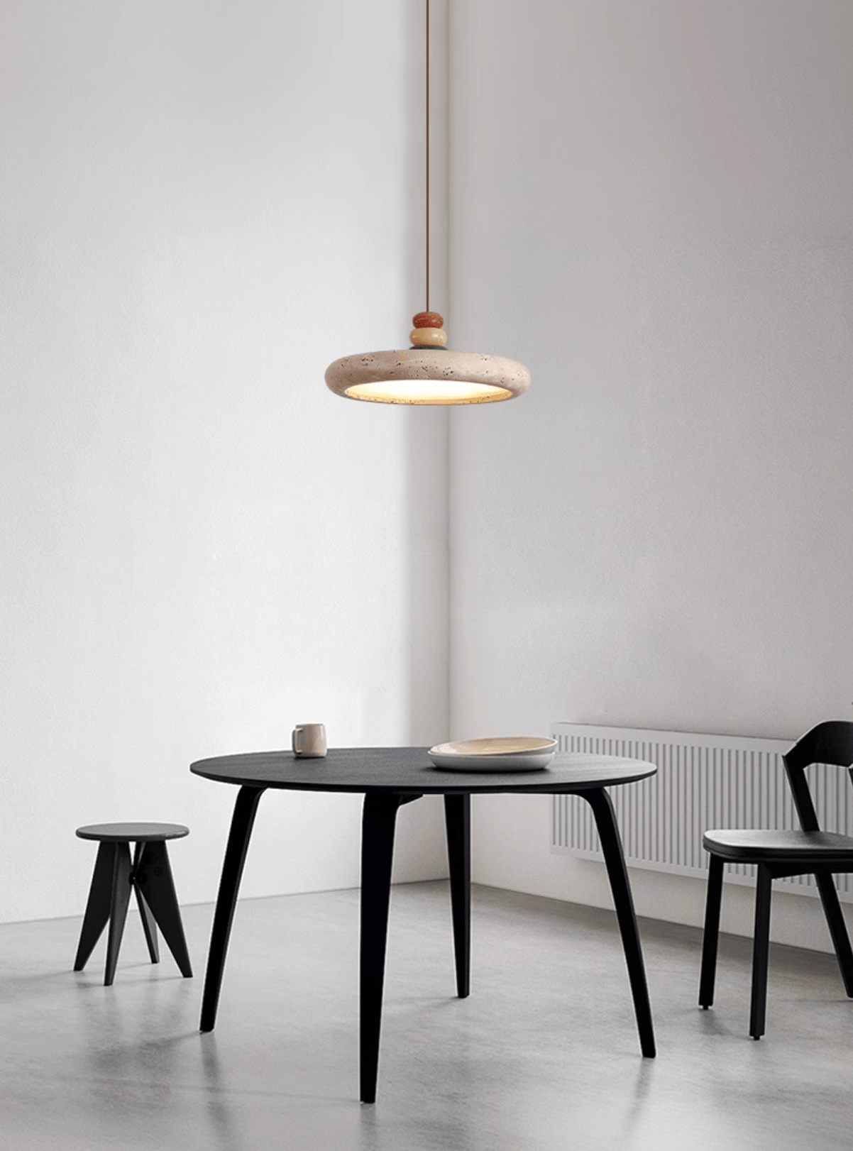 Cuvarora Disc Travertine Pendant Light-Neutral Decor