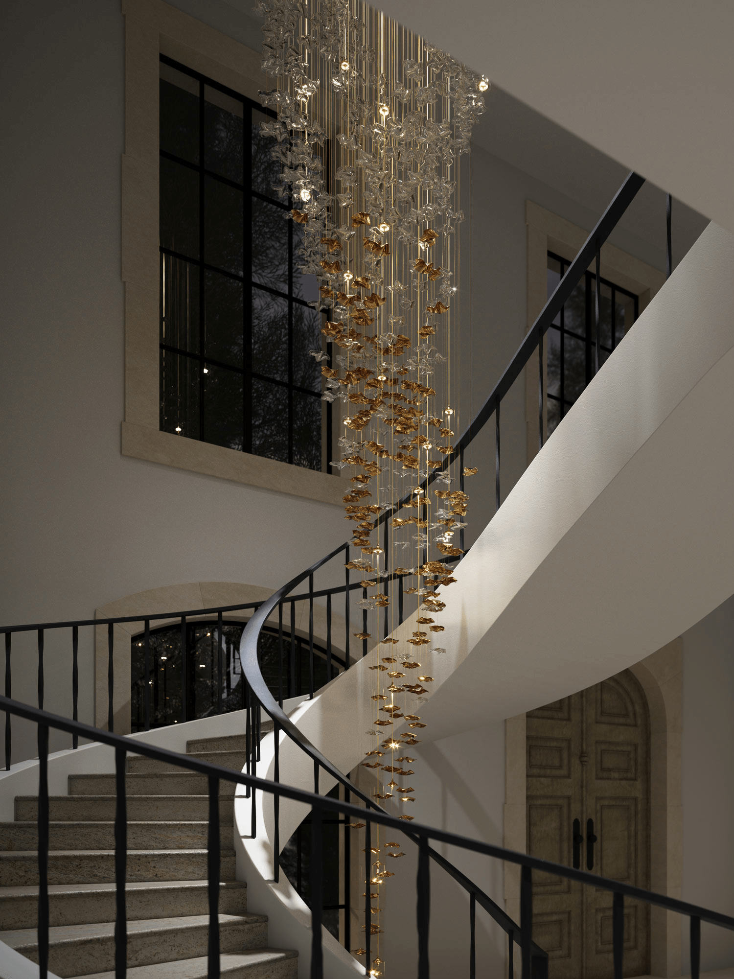 Nephele Crystal Leaf Chandelier-Neutral Decor