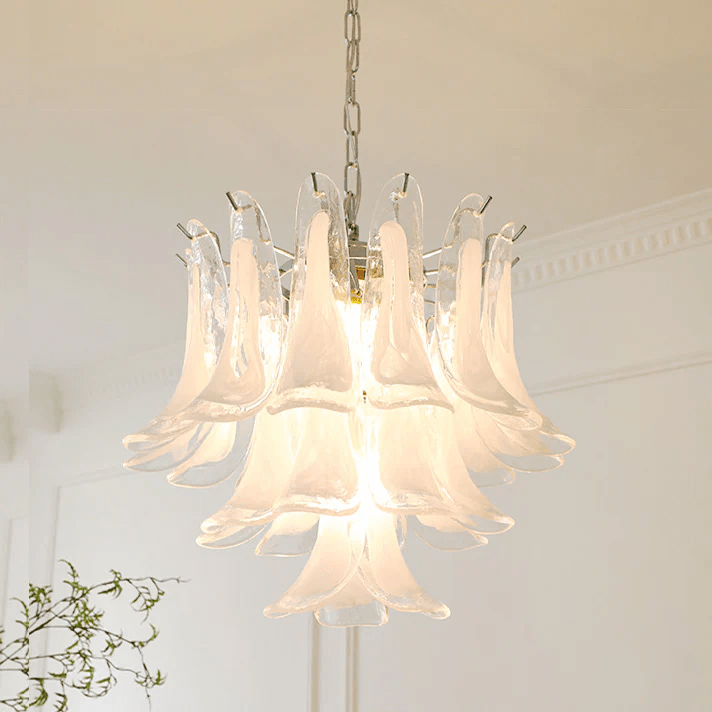 Aurora Chandelier Murano Glass Petals Vintage-Neutral Decor