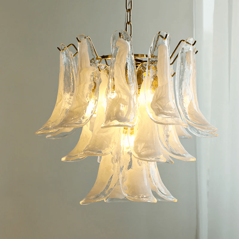 Aurora Chandelier Murano Glass Petals Vintage-Neutral Decor