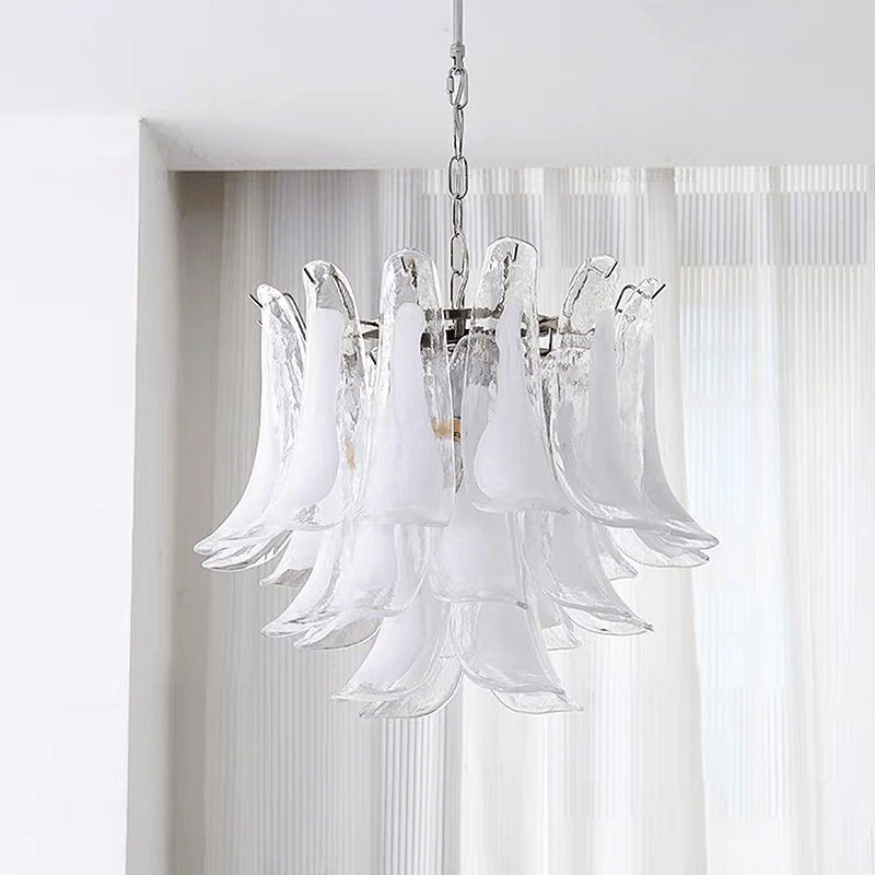 Aurora Chandelier Murano Glass Petals Vintage-Neutral Decor