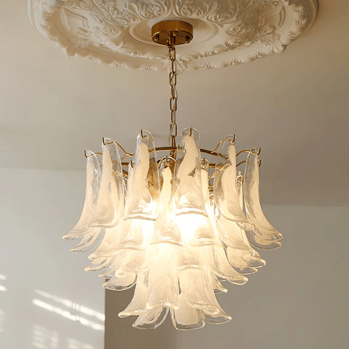Aurora Chandelier Murano Glass Petals Vintage-Neutral Decor