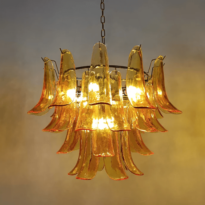 Aurora Chandelier Murano Glass Petals Vintage-Neutral Decor