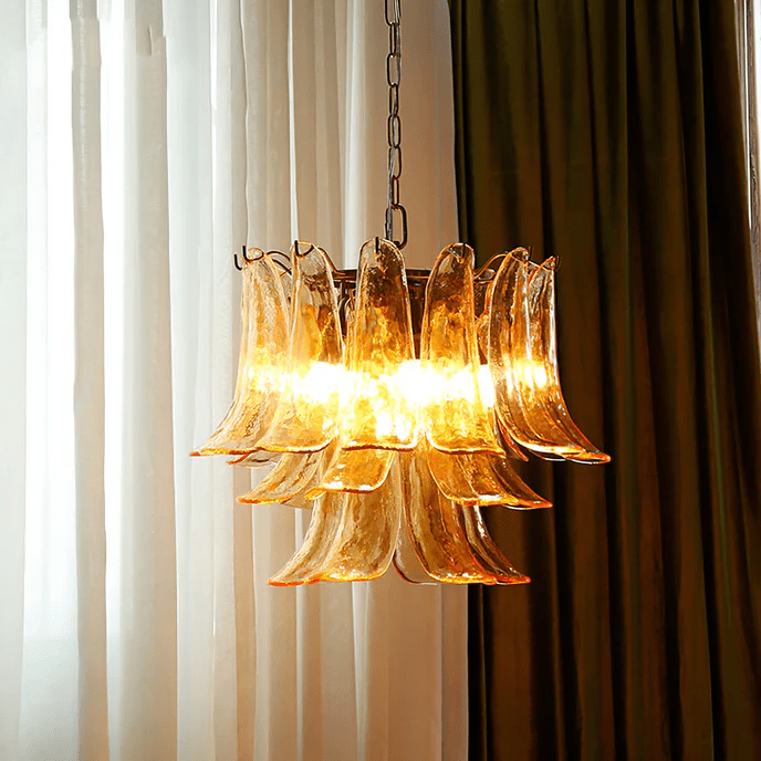 Aurora Chandelier Murano Glass Petals Vintage-Neutral Decor