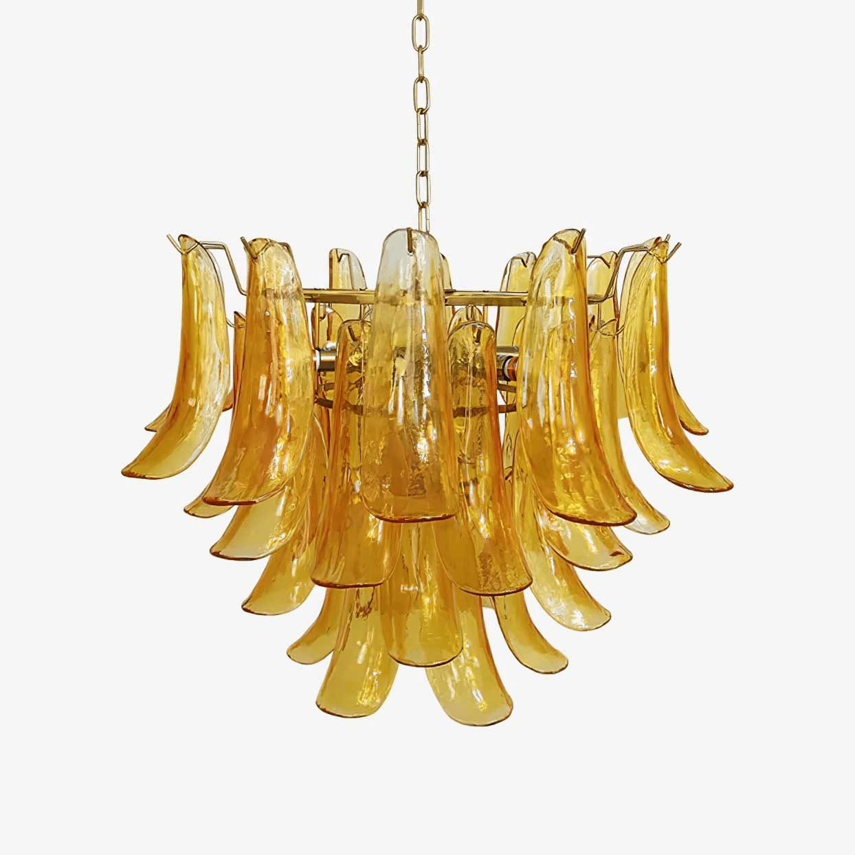Elvess Chandelier Murano Glass Leaf Golden-Neutral Decor