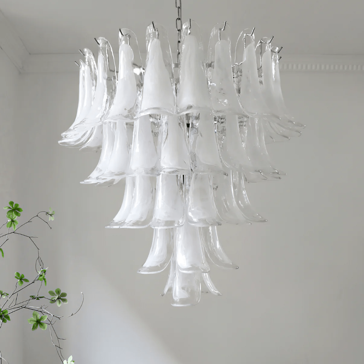 Aurora Chandelier Murano Glass Petals Vintage-Neutral Decor