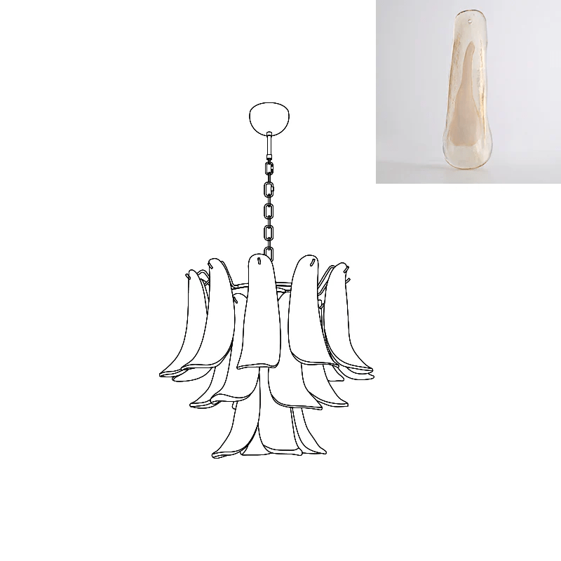 Aurora Chandelier Murano Glass Petals Vintage-Neutral Decor