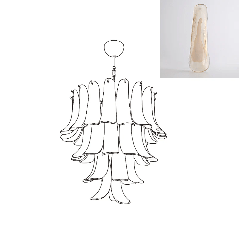 Aurora Chandelier Murano Glass Petals Vintage-Neutral Decor