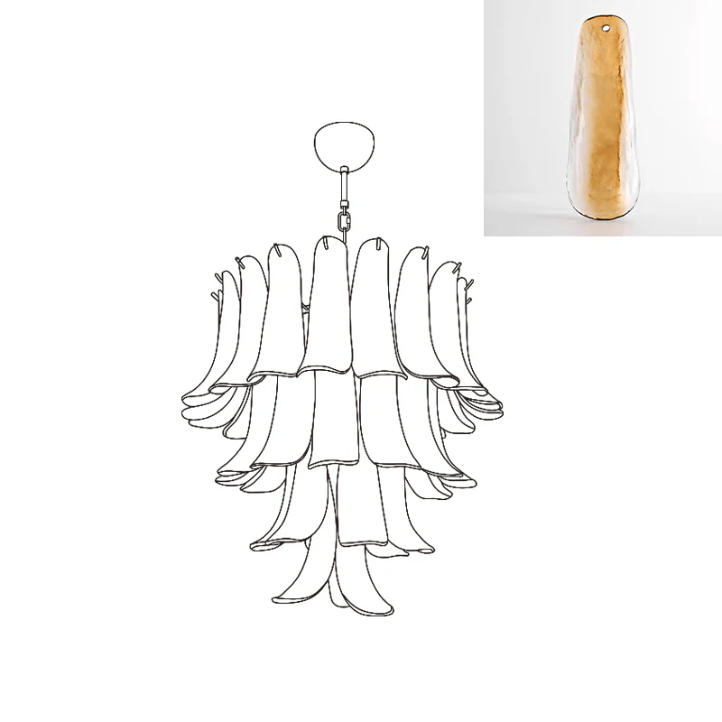Aurora Chandelier Murano Glass Petals Vintage-Neutral Decor