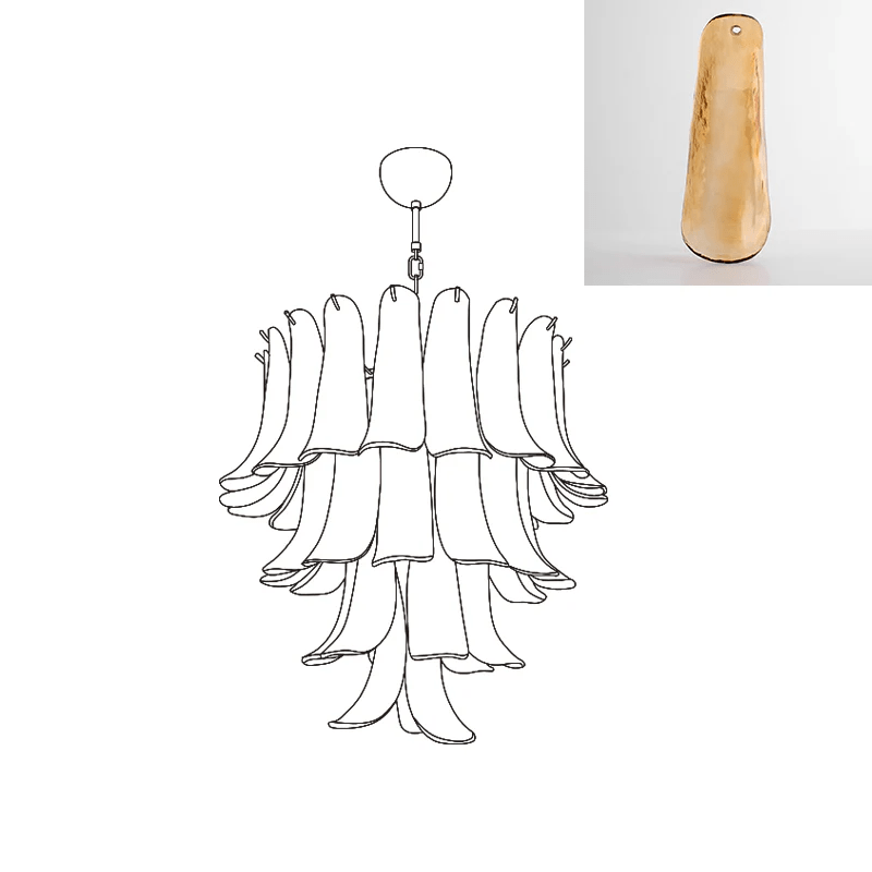 Aurora Chandelier Murano Glass Petals Vintage-Neutral Decor