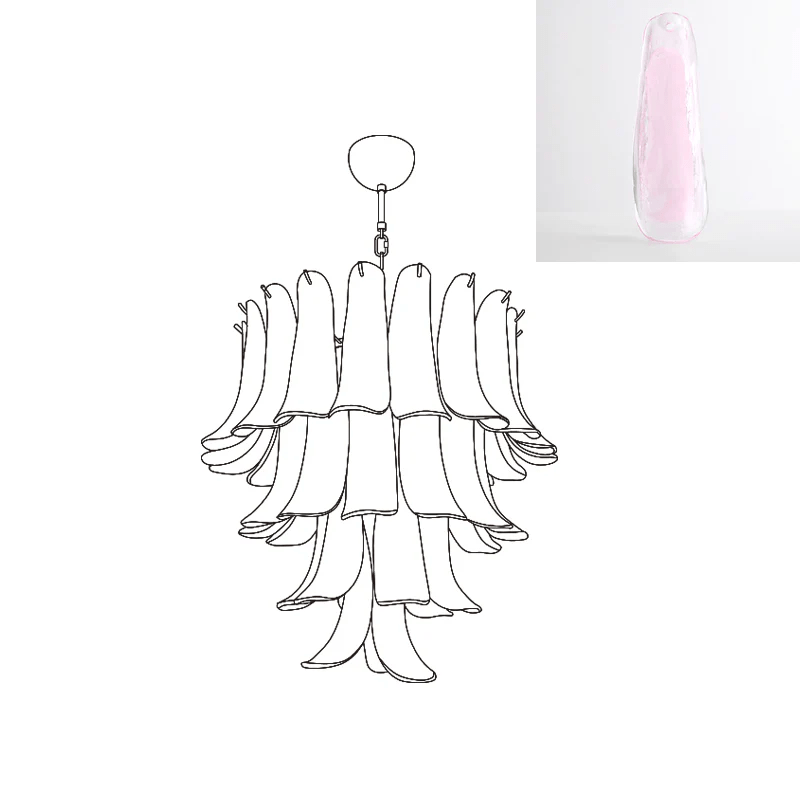 Aurora Chandelier Murano Glass Petals Vintage-Neutral Decor