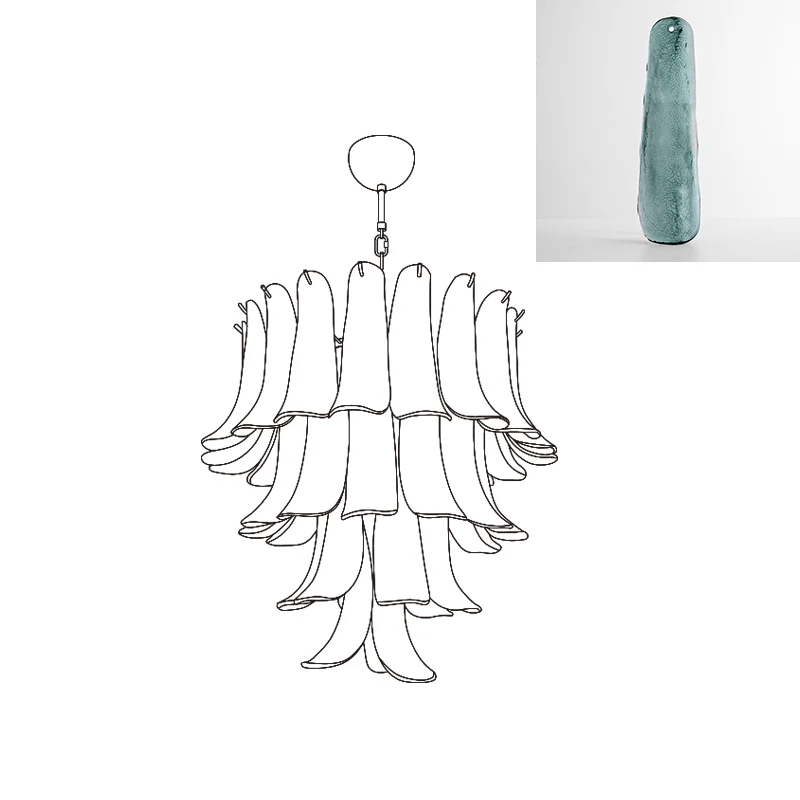 Aurora Chandelier Murano Glass Petals Vintage-Neutral Decor