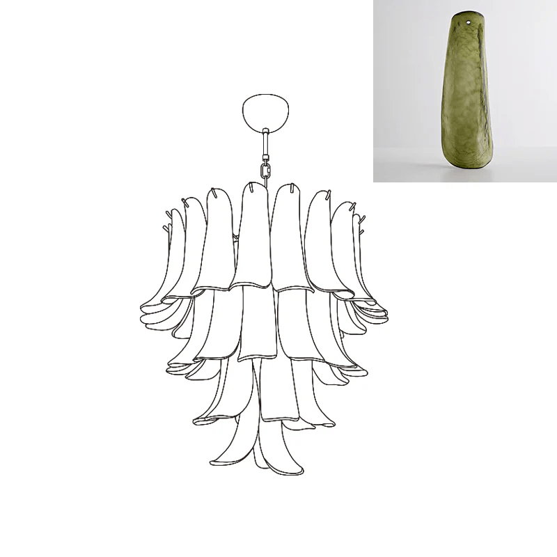 Aurora Chandelier Murano Glass Petals Vintage-Neutral Decor