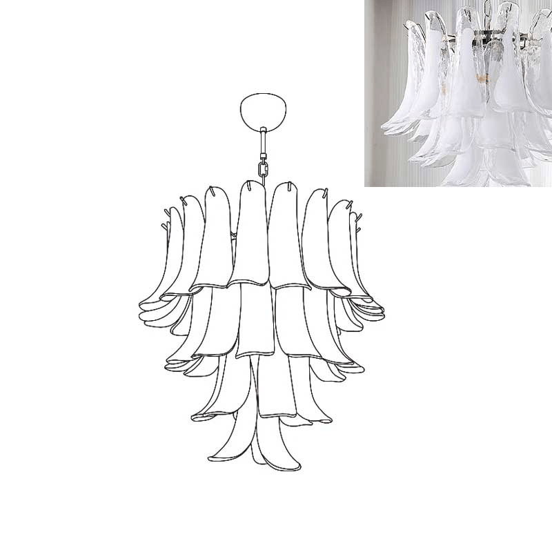 Aurora Chandelier Murano Glass Petals Vintage-Neutral Decor