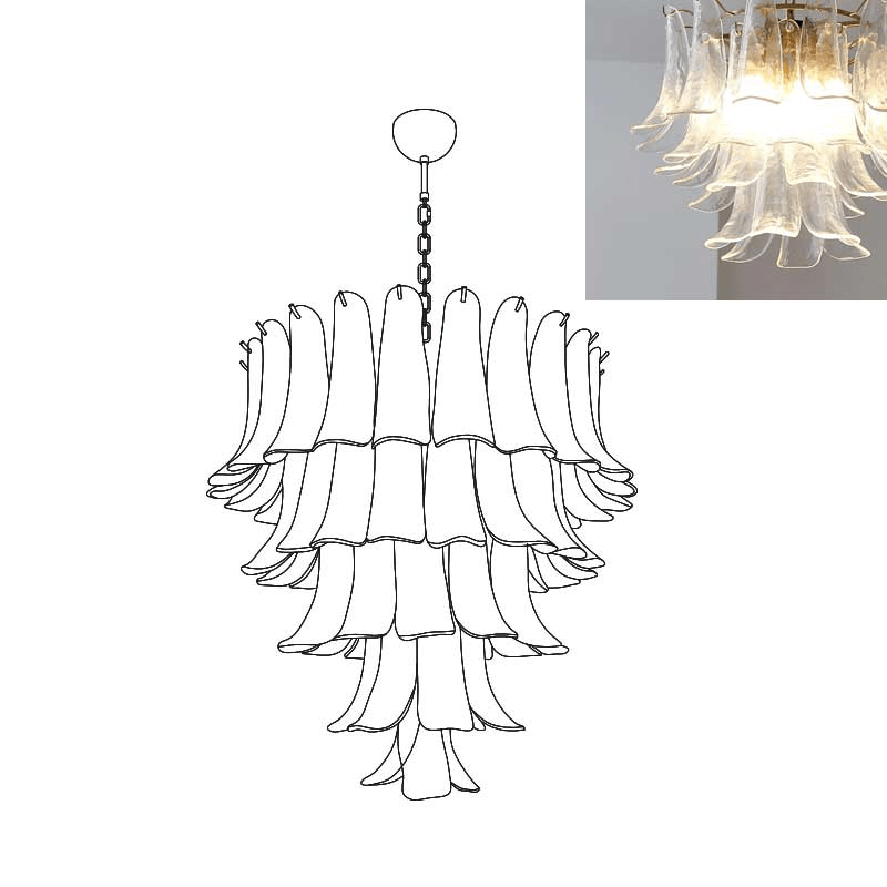 Aurora Chandelier Murano Glass Petals Vintage-Neutral Decor