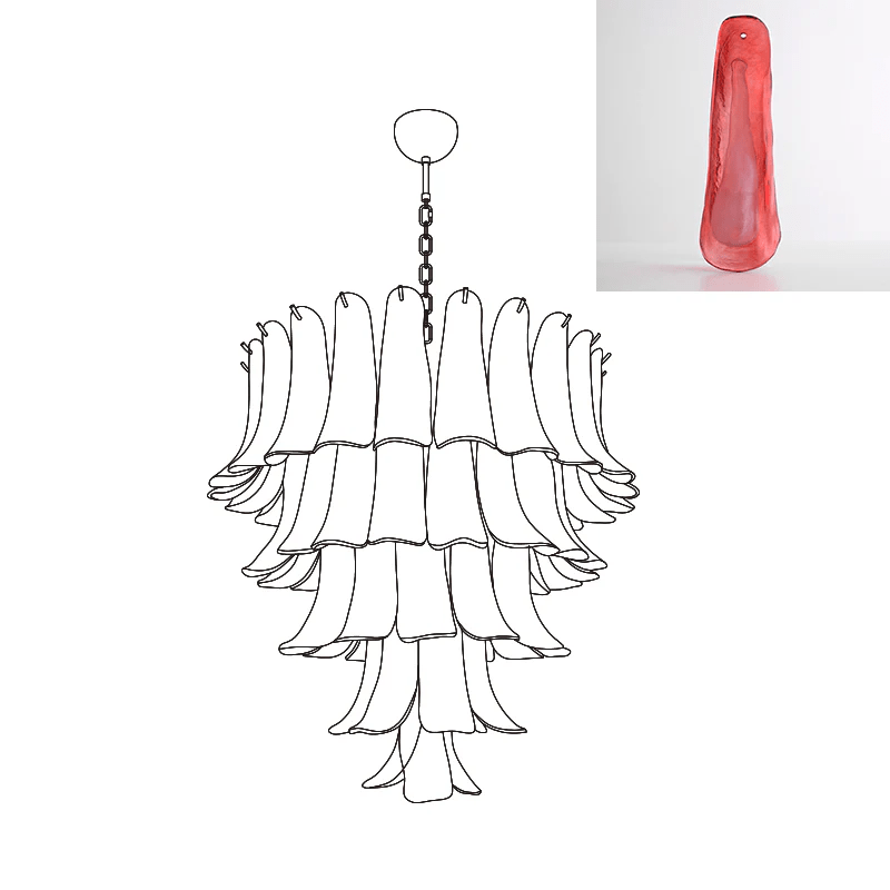 Aurora Chandelier Murano Glass Petals Vintage-Neutral Decor