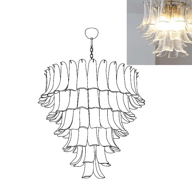 Aurora Chandelier Murano Glass Petals Vintage-Neutral Decor