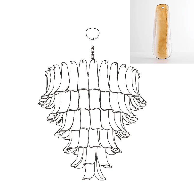 Aurora Chandelier Murano Glass Petals Vintage-Neutral Decor