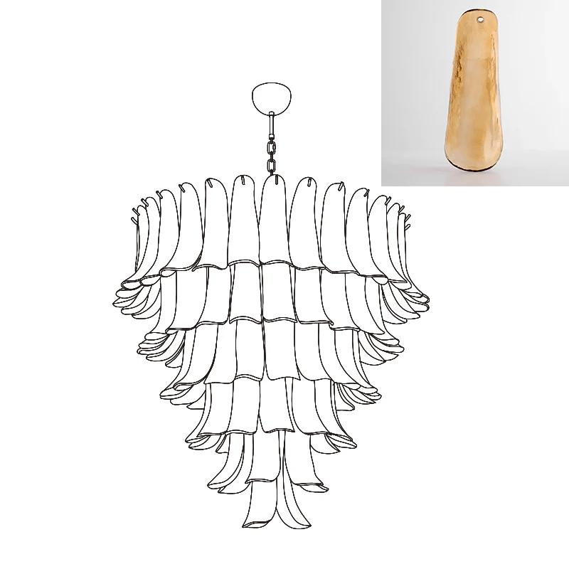 Aurora Chandelier Murano Glass Petals Vintage-Neutral Decor
