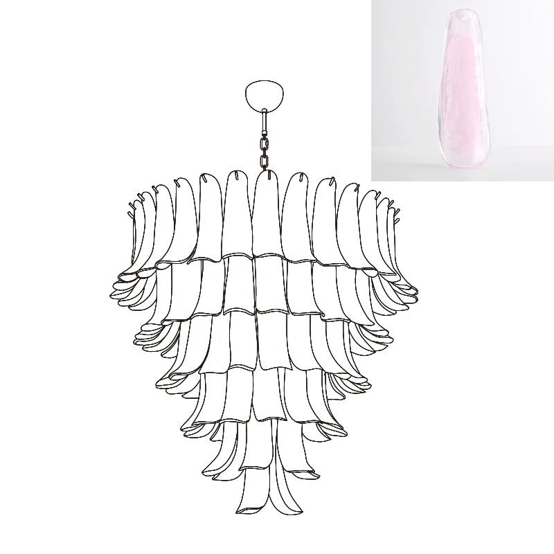 Aurora Chandelier Murano Glass Petals Vintage-Neutral Decor