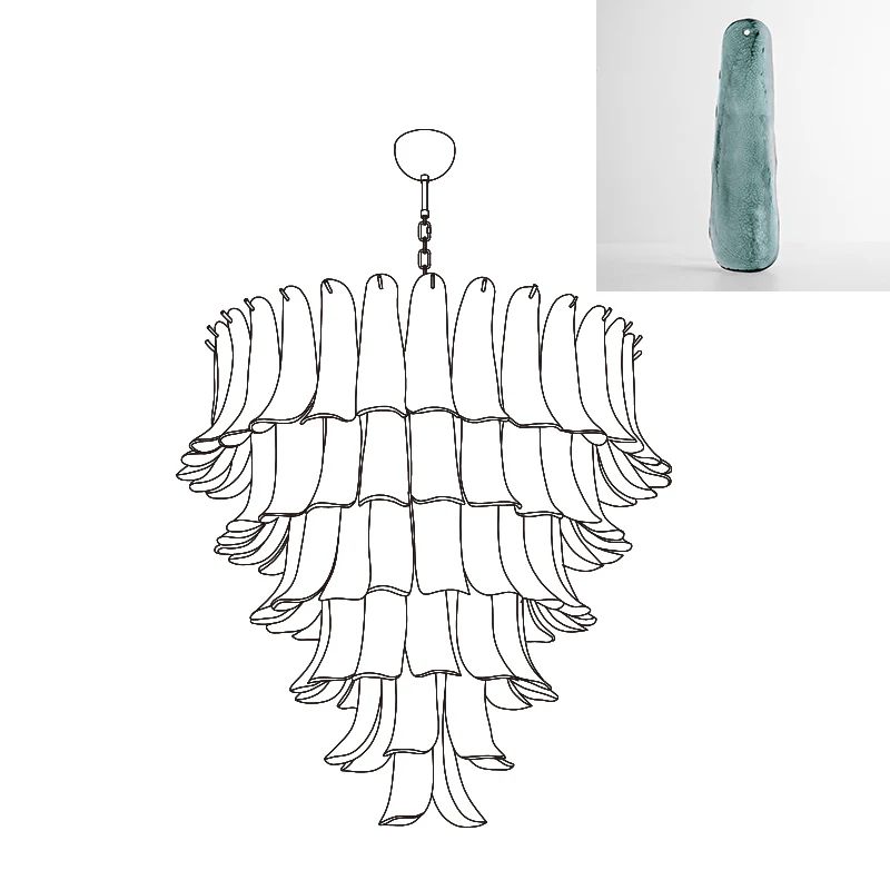 Aurora Chandelier Murano Glass Petals Vintage-Neutral Decor