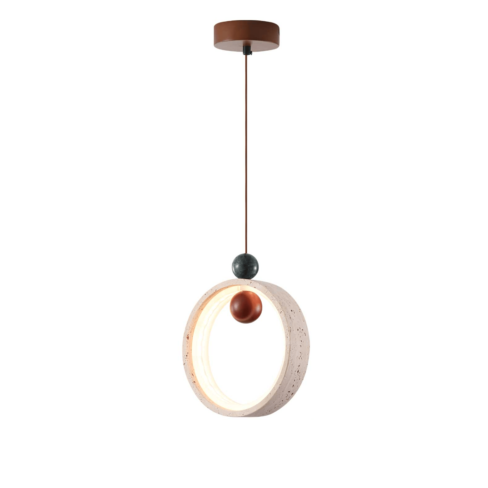 Vovinyra Circular Travertine Pendant Light-Neutral Decor