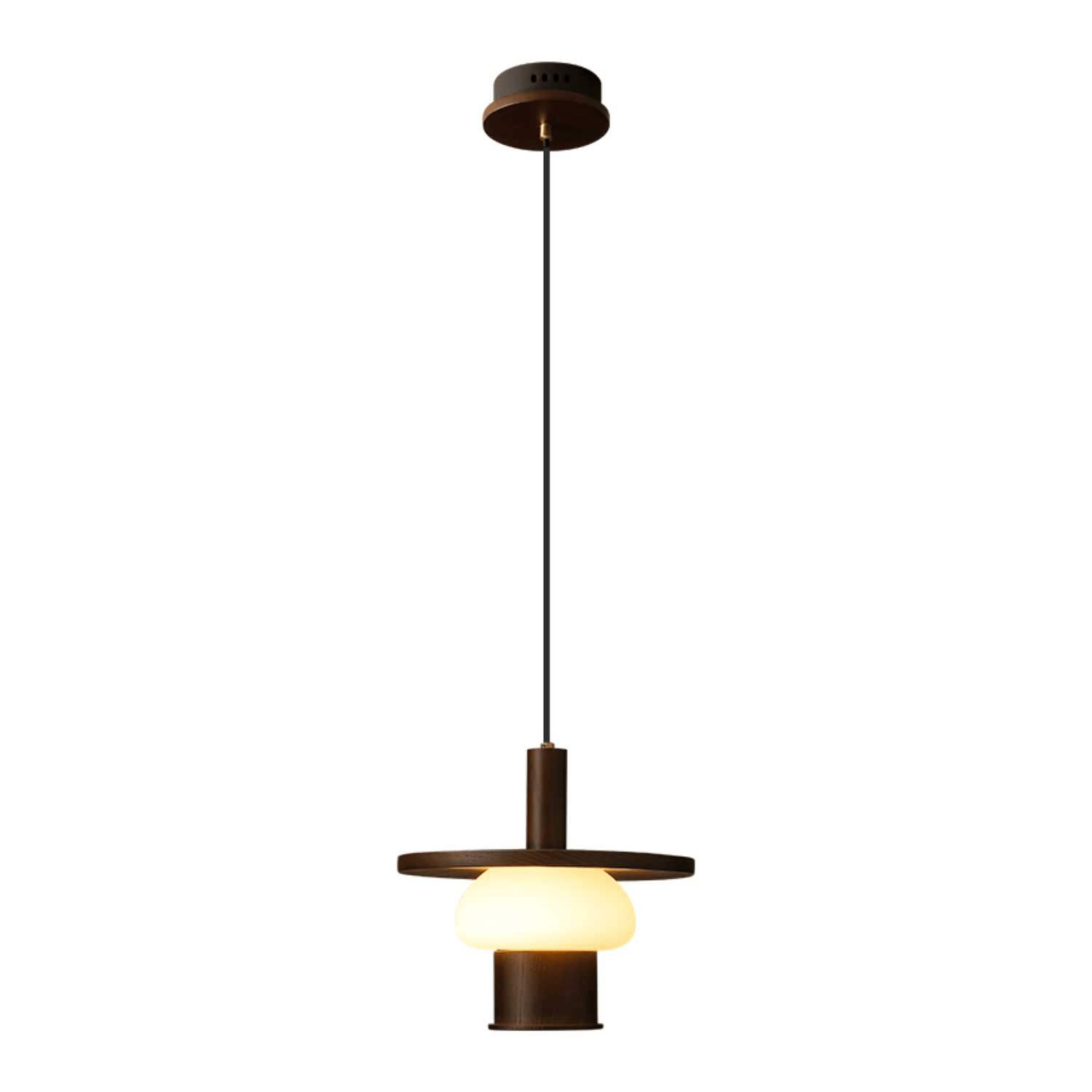 Zephaan Traditional Art Classic Glass Wood Pendant Light-Neutral Decor