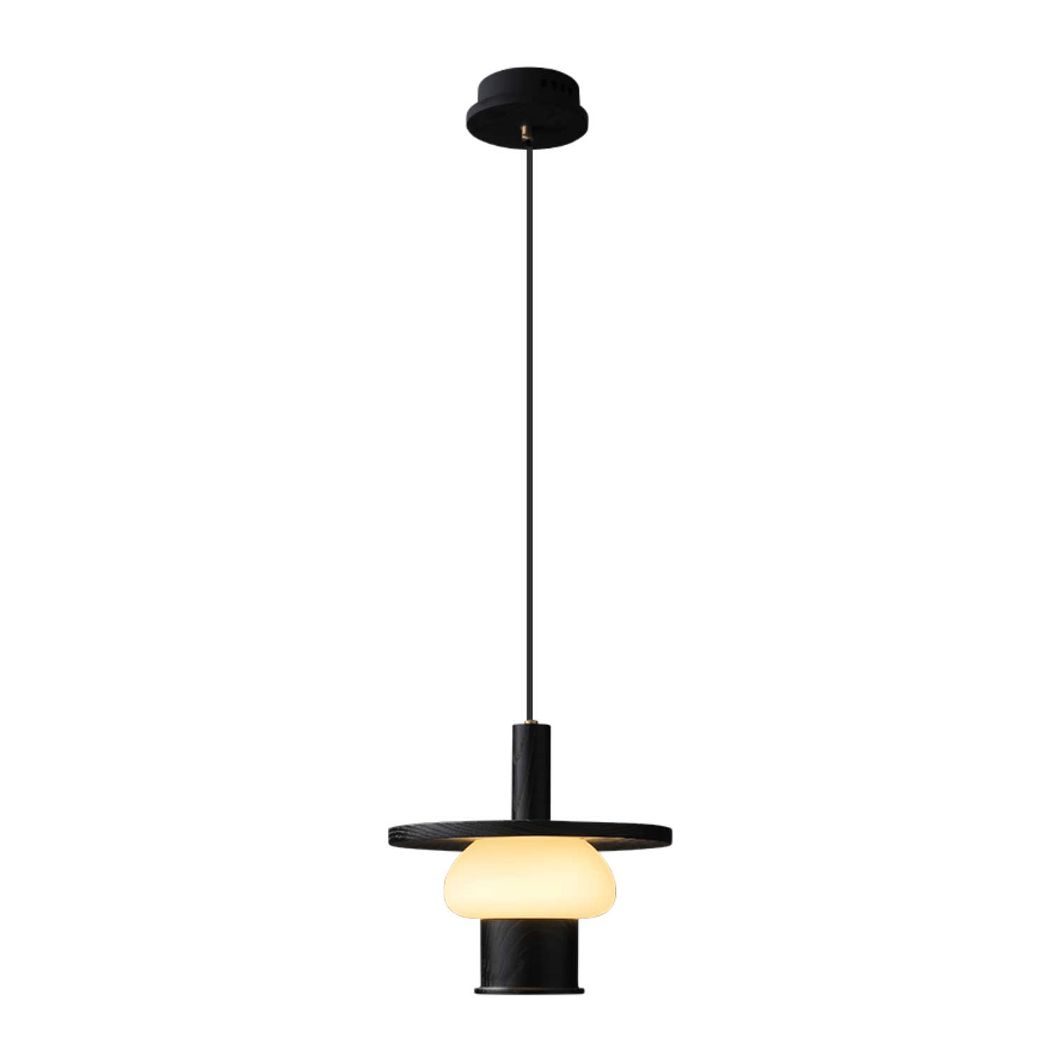 Zephaan Traditional Art Classic Glass Wood Pendant Light-Neutral Decor