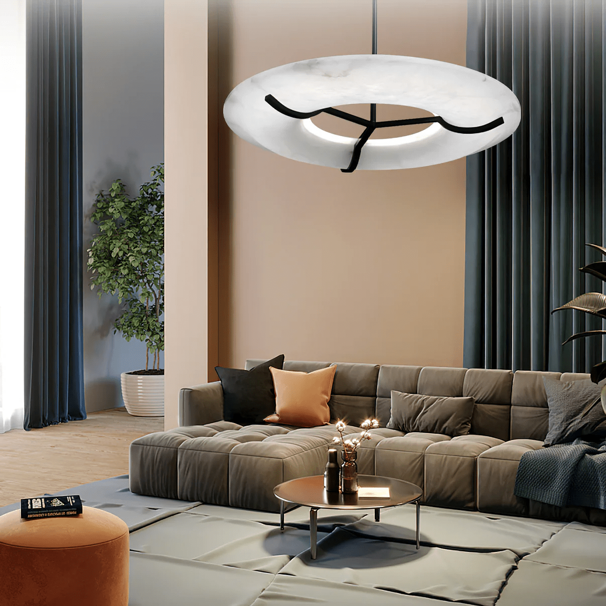 Uvare Alabaster Chandelier-Neutral Decor