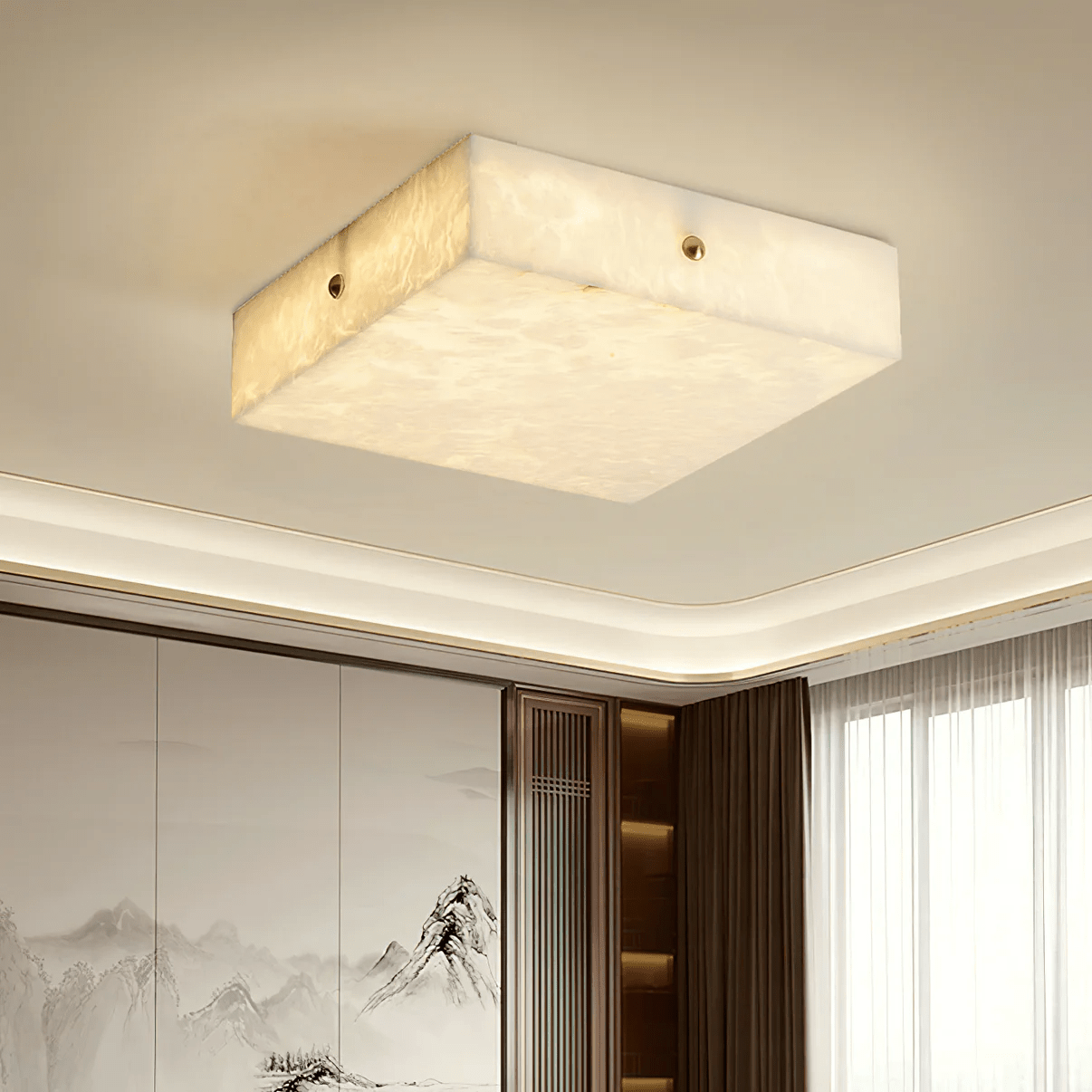 Hera Minimalist Alabaster Ceiling Light-Neutral Decor