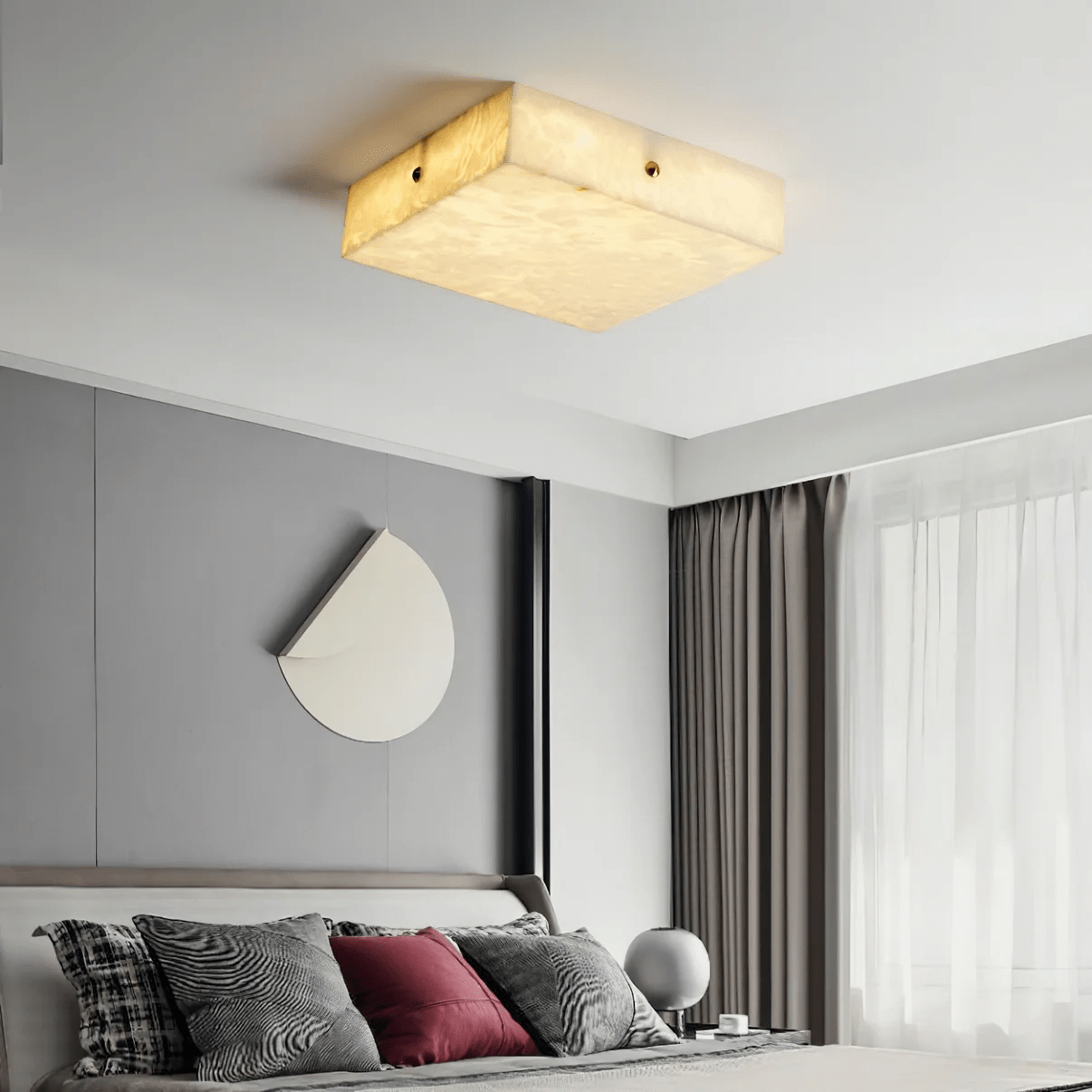 Hera Minimalist Alabaster Ceiling Light-Neutral Decor