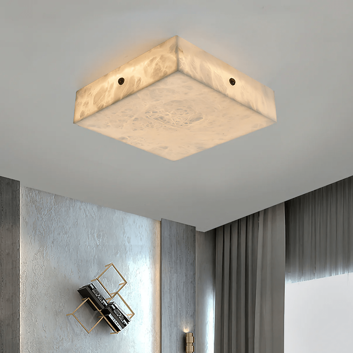 Hera Minimalist Alabaster Ceiling Light-Neutral Decor