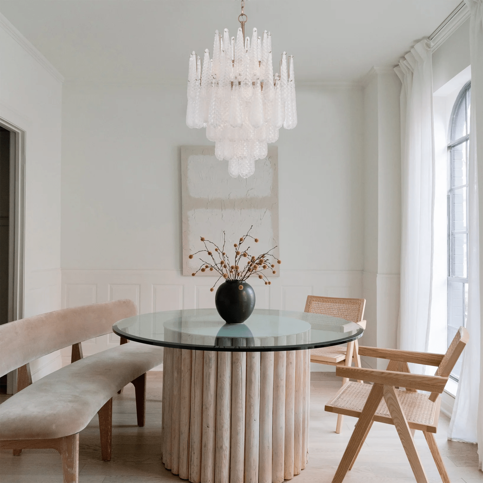 Aurora Chandelier Drop Textured Glass Elegant-Neutral Decor