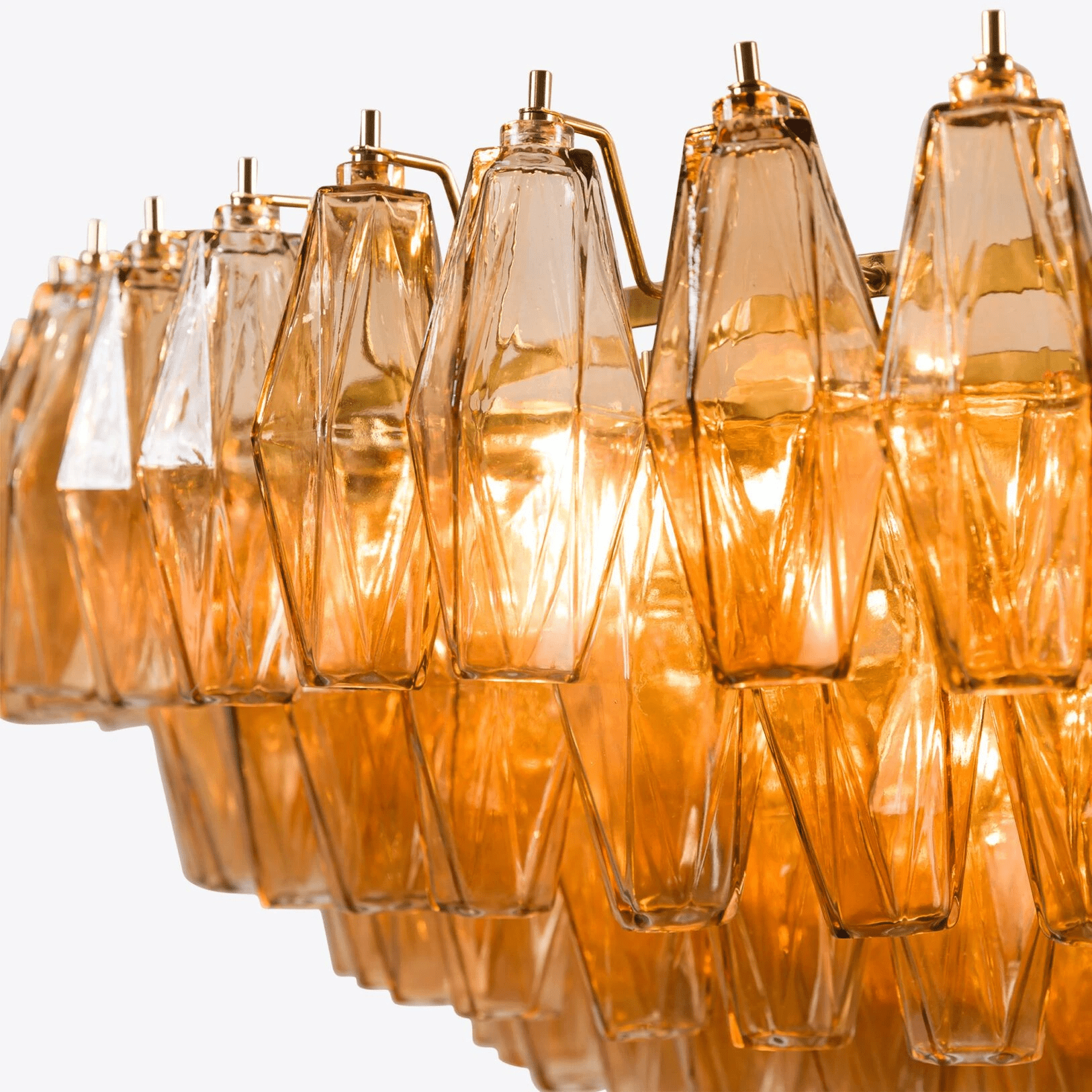 Aurora Chandelier Tiered Amber Glass Vintage-Neutral Decor
