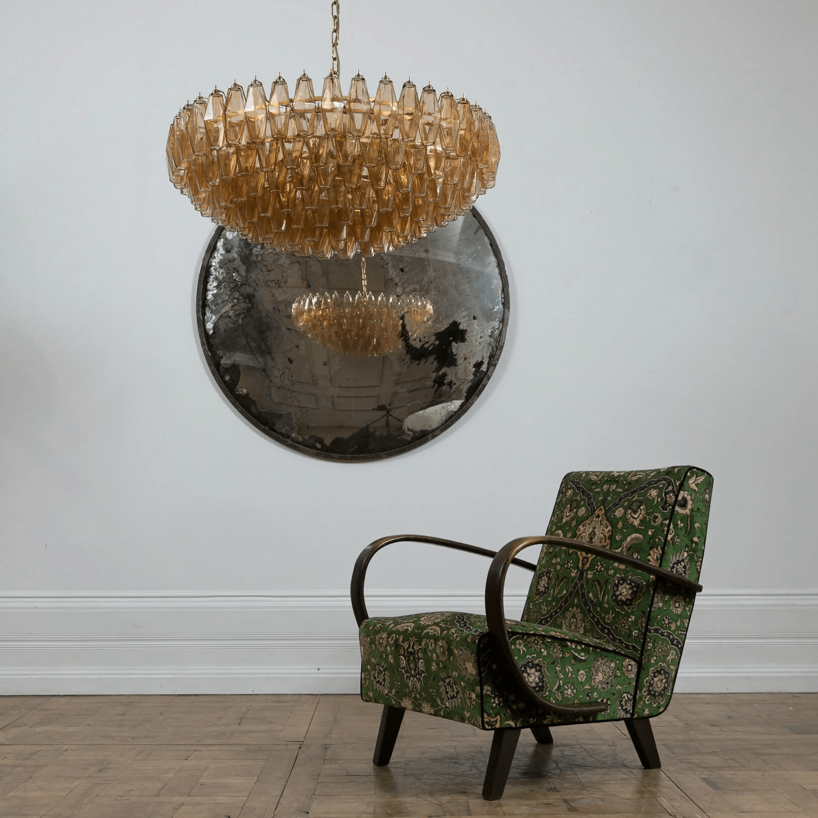 Aurora Chandelier Tiered Amber Glass Vintage-Neutral Decor
