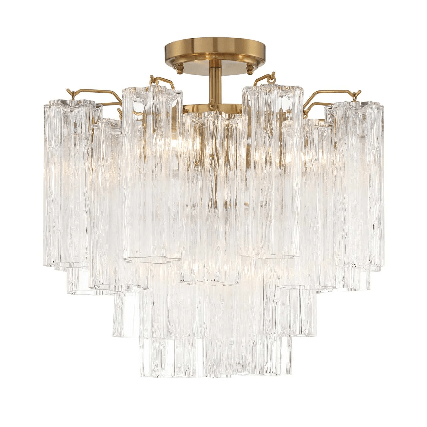 Aurora Ceiling Lamp Clear Murano Glass Tubular Handblown-Neutral Decor