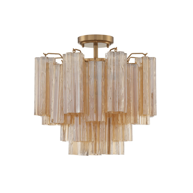 Aurora Ceiling Lamp Clear Murano Glass Tubular Handblown-Neutral Decor