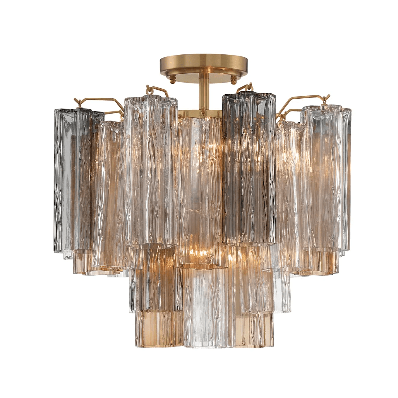 Aurora Ceiling Lamp Clear Murano Glass Tubular Handblown-Neutral Decor