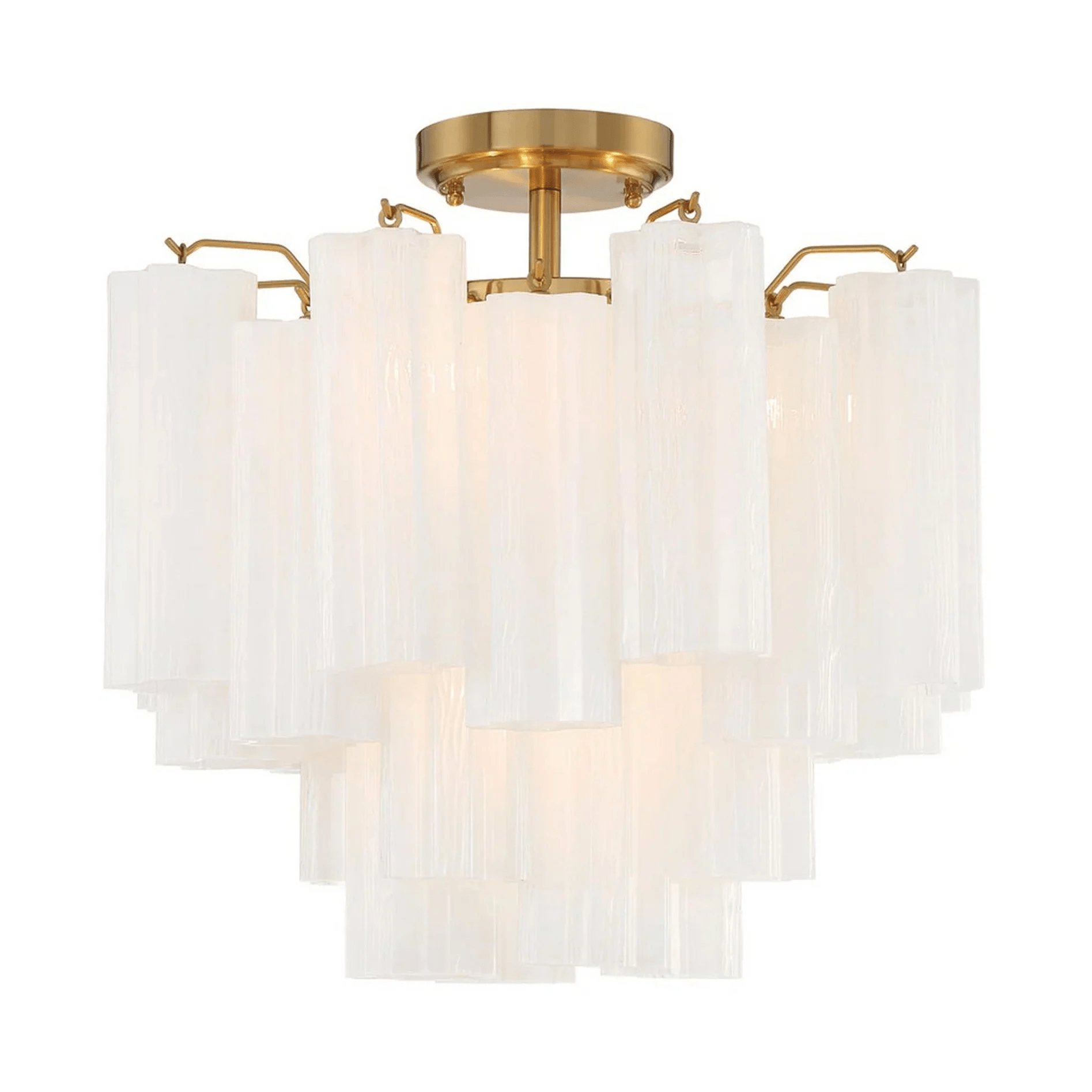 Aurora Ceiling Lamp Clear Murano Glass Tubular Handblown-Neutral Decor