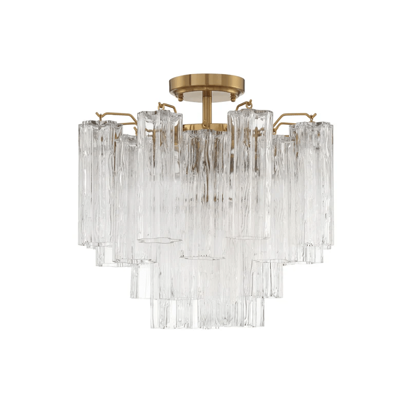 Aurora Ceiling Lamp Clear Murano Glass Tubular Handblown-Neutral Decor