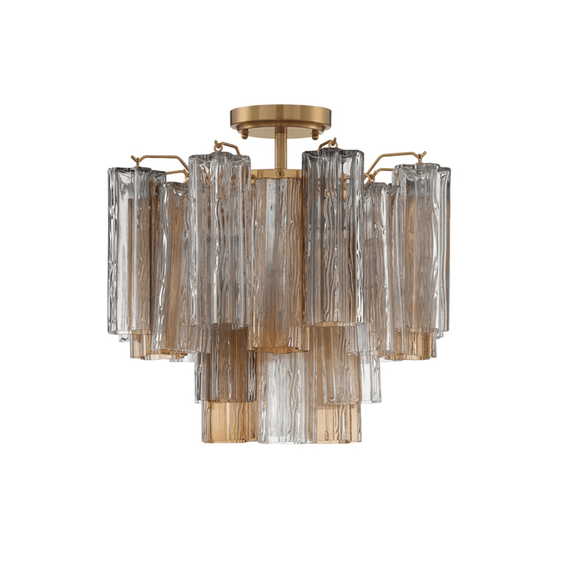 Aurora Ceiling Lamp Clear Murano Glass Tubular Handblown-Neutral Decor