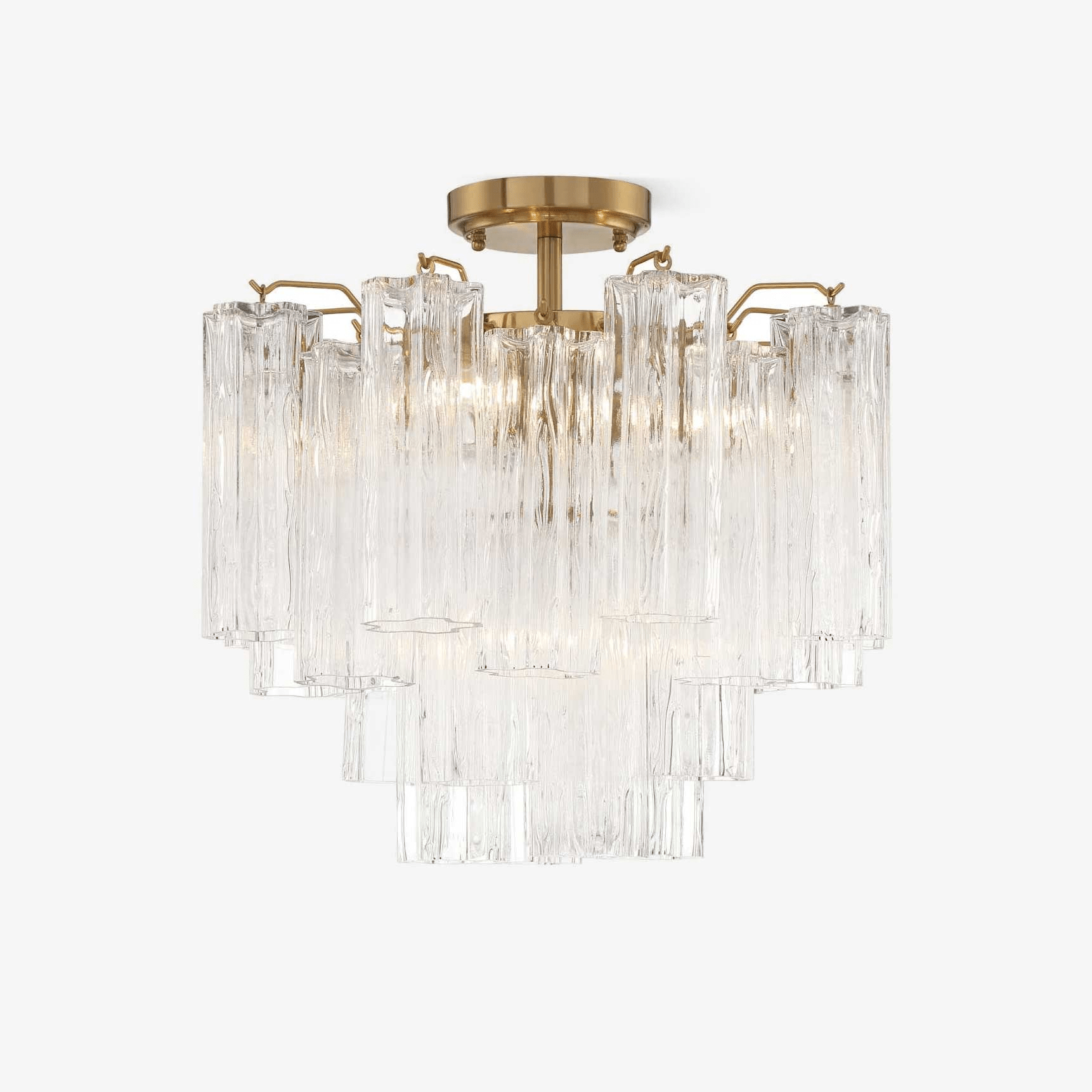 Aurora Ceiling Lamp Clear Murano Glass Tubular Handblown-Neutral Decor
