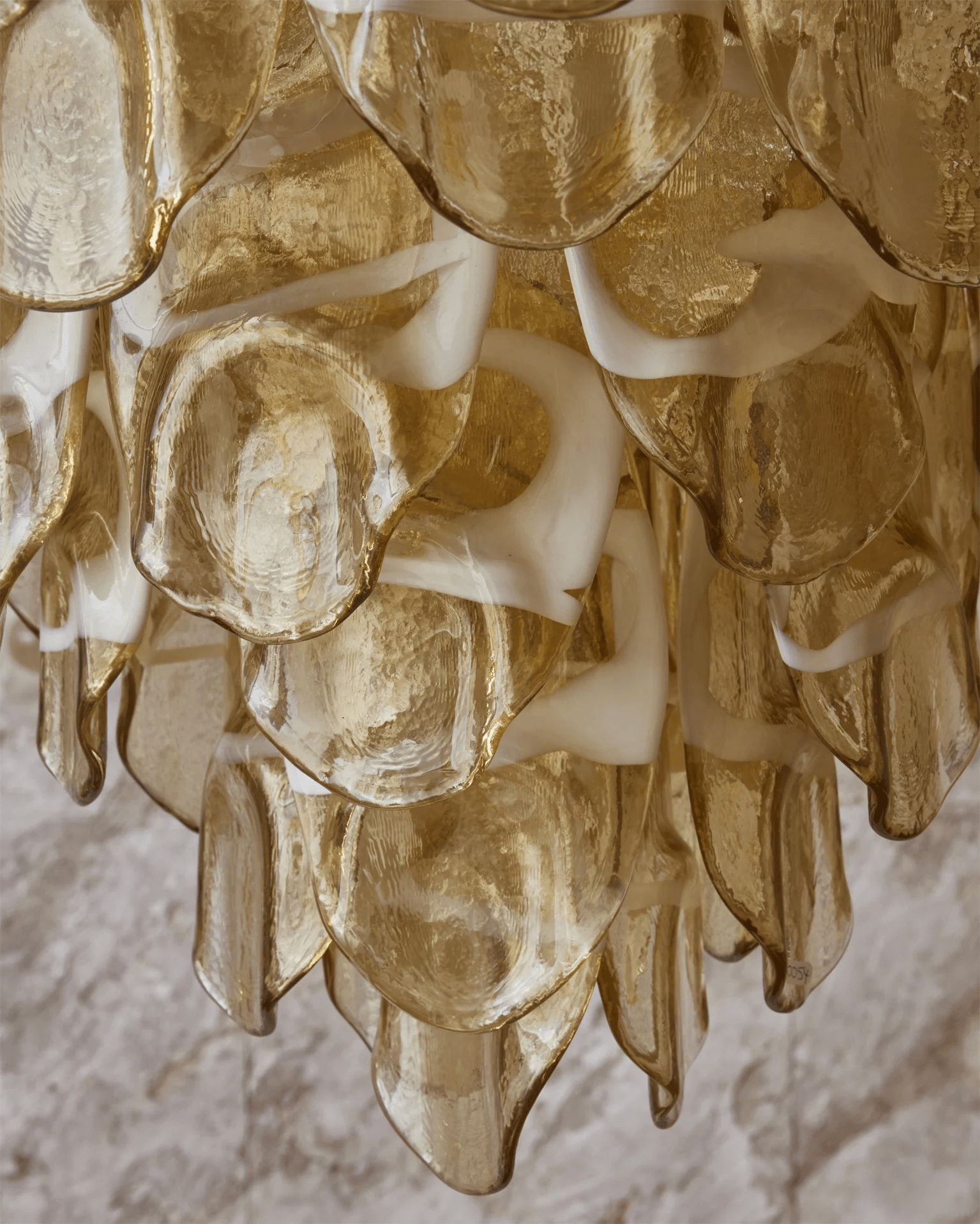 Aurora Chandelier Amber Murano Glass Oval Drops Layered-Neutral Decor