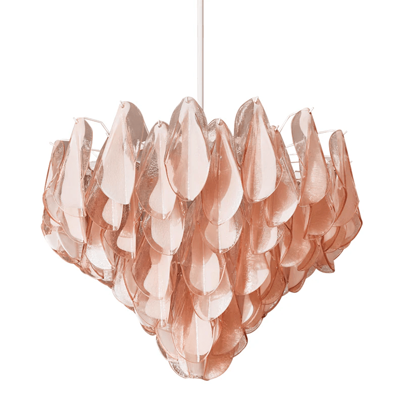 Aurora Chandelier Amber Murano Glass Oval Drops Layered-Neutral Decor