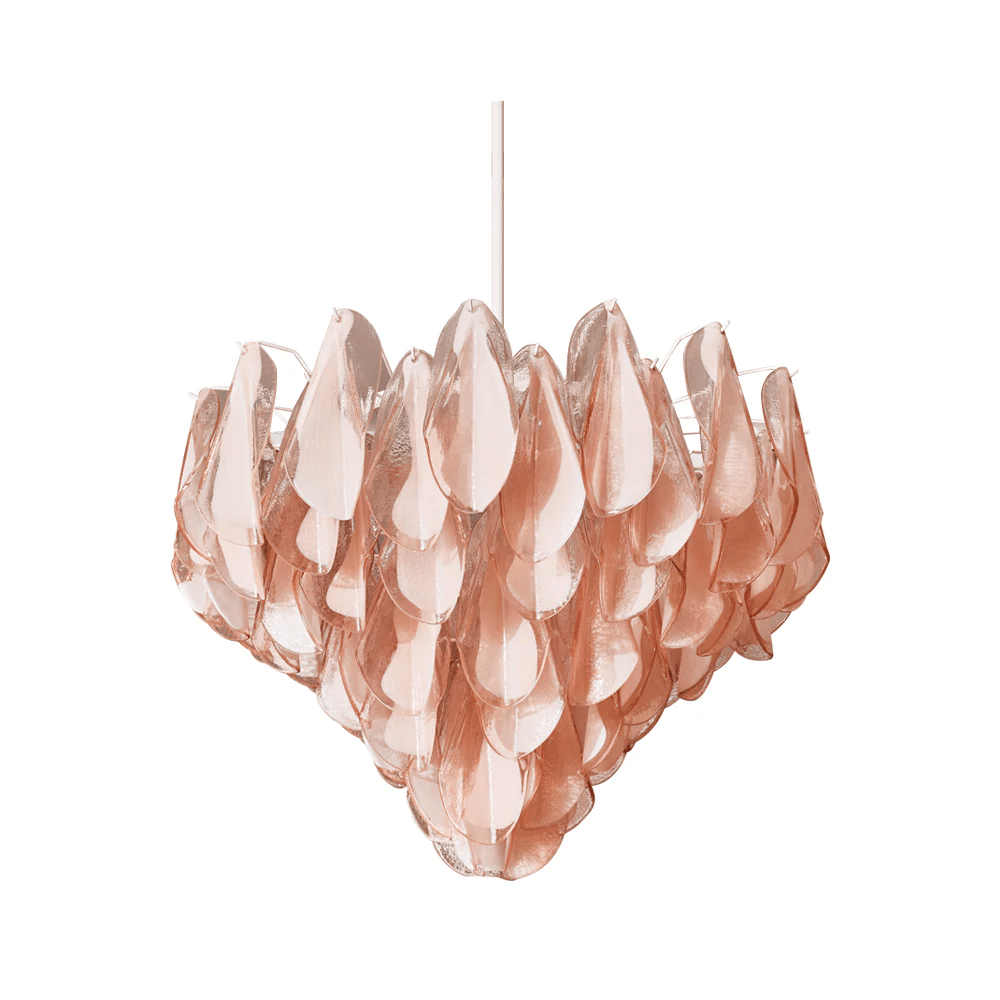 Aurora Chandelier Amber Murano Glass Oval Drops Layered-Neutral Decor
